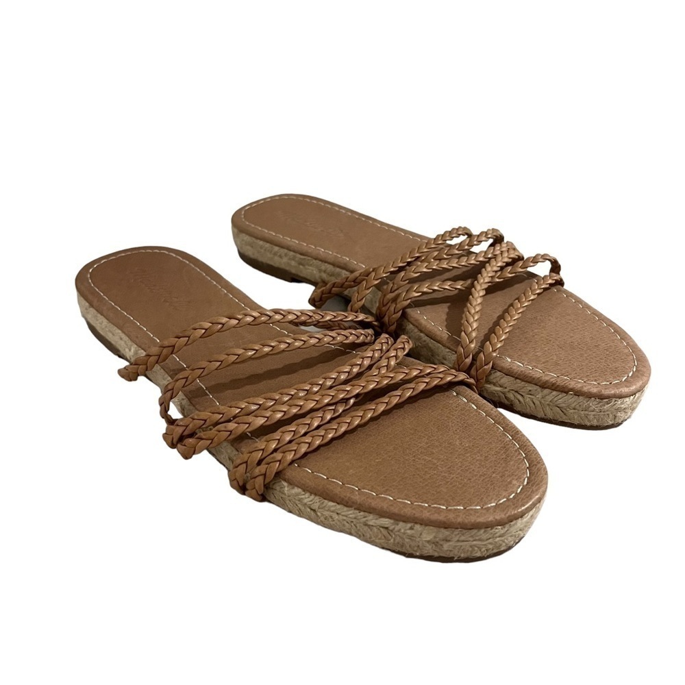 Madewell Bobbi Crisscross Slide Espadrille Braided Sandal Tan Size 8 - Picture 2 of 11